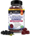 BioSchwartz Elderberry Gummies med zink og C-vitamin - Naturlig immunforsvar for voksne og børn - Sort Sambucus Elderberries - Trev- Party Testet, non-GMO, Vegansk multimineral supplement, 60 Greve