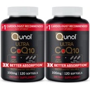 Qunol Ultra CoQ10 100mg, 3x Bedre Absorption, Patenteret vand og fedt Opløselig Natural Supplement Form of Coenzym Q10, Antioxidant for Heart Health, 240 Count Softgels