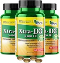 America Medic & Science Xtra D3 vitamin D 5.000 IE (125 mcg) Cholecalciferol supplement til mænd og kvinder (180Easy at synke bløddele) 3pack bone 124; bedste for ben, hjerte sundhed, immunsystemet støtte, lungefunktion