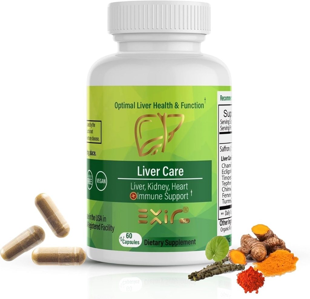 EXIR Lever Cleanse Herbal Supplement, 60 Veganske kapsler - med Saffron, Chanca Piedra, Tinospora & Eclipta - Herbal Support for Lever Wellness, fordøjelig balance & antioxidant aktivitet