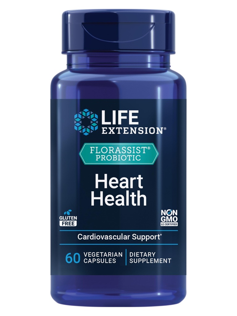 Life Extension FLORASSIST ® Probiotisk Heart Health, Lactobacillus reuteri 30242, Promoes Heart Health og allerede sunde Cholesterol Niveauer, Glutenfri, Non- GMO, Vegetar, 60 Kapsler