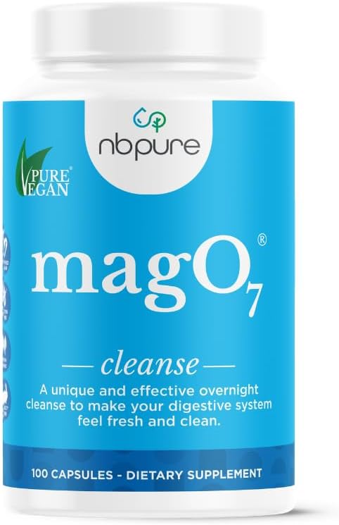 nbpure MagO7 - Natural Colon Cleanse & Detox - Occasional Constipation Relief, Stool Softening, & Bloating Support for Men & Women - Ozonated Magnesium Oxide, 90 Capsules