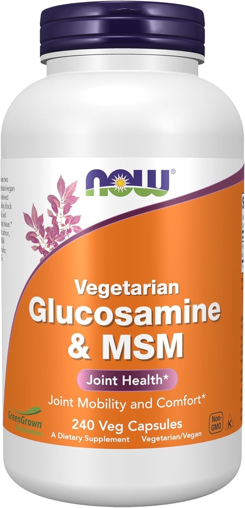 Now Foods Supplements, Glucosamin & MSM (GreenGrown ® Glucosamin), Vegetar, 240 Veg Kapsler