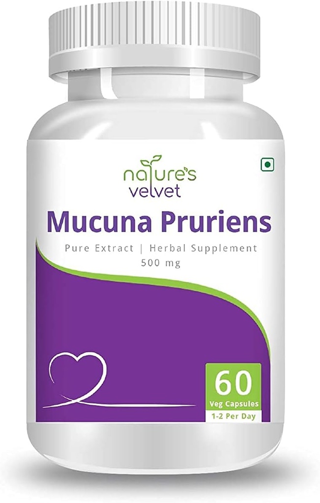 XLO Nature 's Velvet Mucuna Pruriens Pure Extract 500 mg, 60 Veggie Capsules Pack of 1