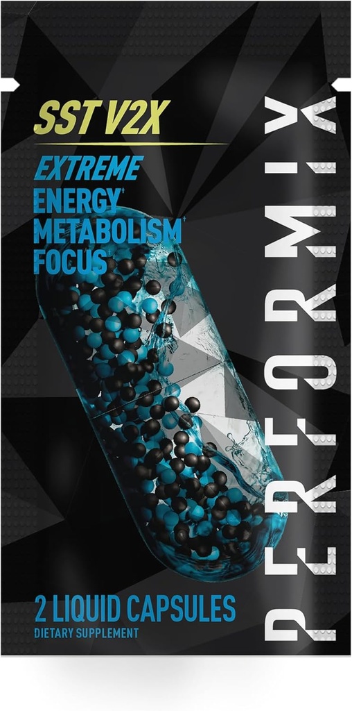 PERFORMIX - SST V2X - Pre Workout - 300 mg Koffein - Energitilskud - No Crash - Fitness Goals - Nootrop - Tids- Release for All Day Focus, Mood & Energy Boost - Mænd og kvinder - 2 kapsler
