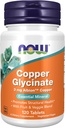 Now Foods Supplements, Copper Glycinate med 3 mg Albion kobber, fremmer strukturel sundhed *, 120 tabletter, Light Gray, Tan