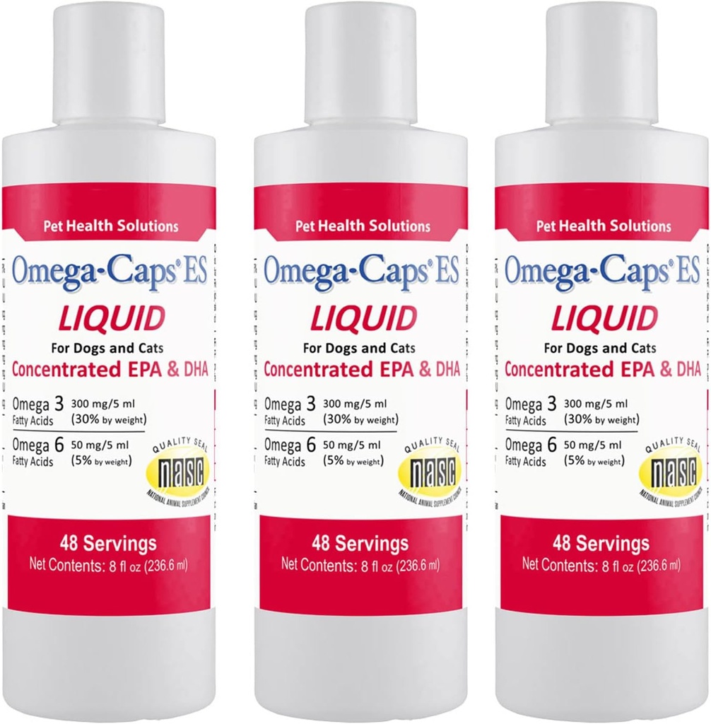 Pet Health Solutions ES Flydende for hunde og katte, Koncentreret EPA og DHA, Omega-3 Flydende supplement, Fedtsyrer, Antioxidanter, Vitaminer Minerals, Understøtter sunde Joints, Hud & Coat, 24- oz