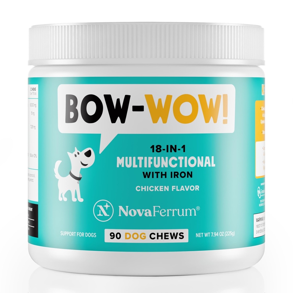 NovaFerrum Bow Wow 124; 18- in-1 Multifunktionelt med jern supplement til hunde