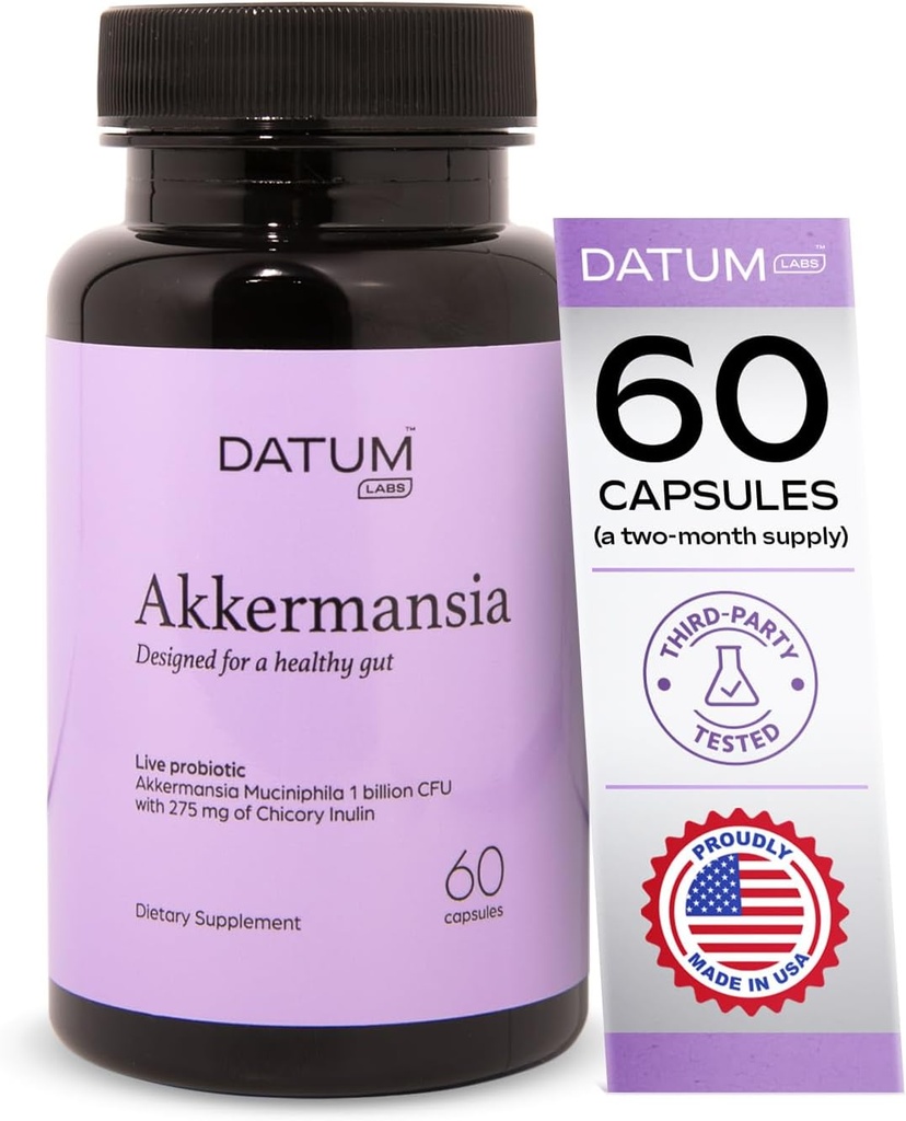 Akkermansia Muciniphila Probiotic + Prebiotic Supplement - Øger GLP-1 Produktion, forsinket udgivelse, trev- part testet, Hylde Stabil, 1Bn CFU (60 Acid-resistente kapsler)