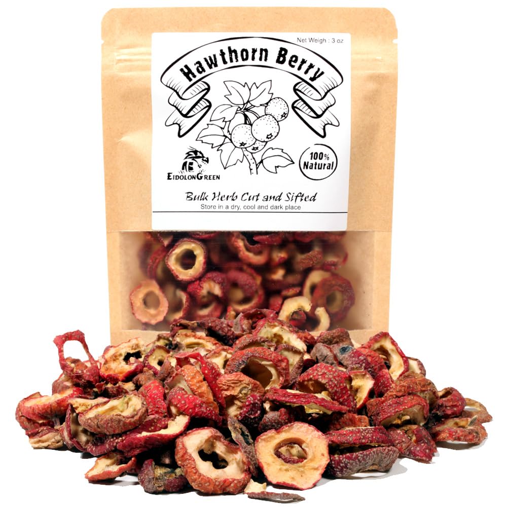 EidolonGreen [China Medical Herb] Hawthorn Berry (Shanzha / Tørret Hawthorne / Mezzogiorno) Tørret Bulk Herb 3 Oz (88 g)