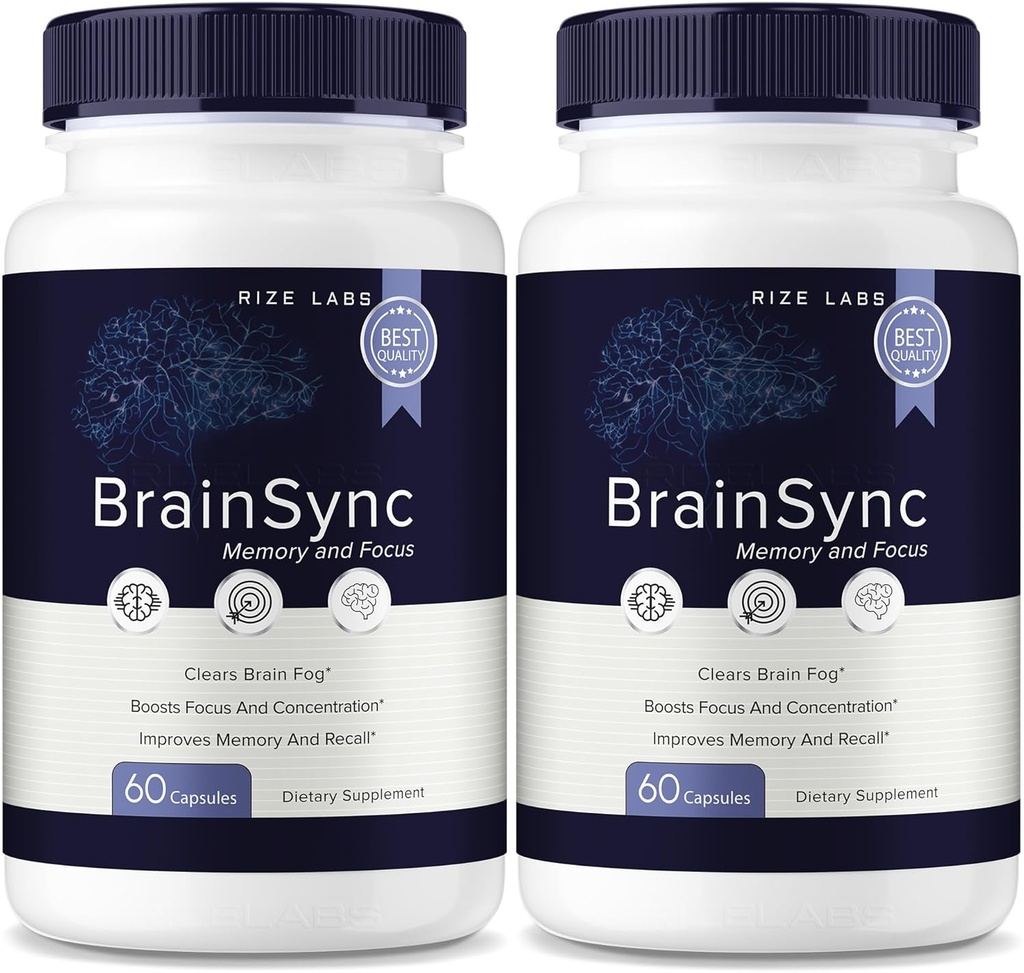rize laboratorier BrainSync kapsler - Daily Focus & Clarity Formel med en balanceret blend for Alerness og Memory Support Dex124; Easy- to- Take Pills for Everyday Use (120 Kapsler)