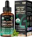 USDA Organic Oil of Oregano - Flydende dråber med E-vitamin - Lavet i USA - Supplement til immunforsvar, fordøjelsessygdomme & antioxidant - Non- GMO, Natural, Vegan - Som piller, kapsler, Softgels 1 fl oz