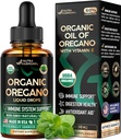 USDA Organic Oil of Oregano - Flydende dråber med E-vitamin - Lavet i USA - Supplement til immunforsvar, fordøjelsessygdomme & antioxidant - Non- GMO, Natural, Vegan - Som piller, kapsler, Softgels 1 fl oz