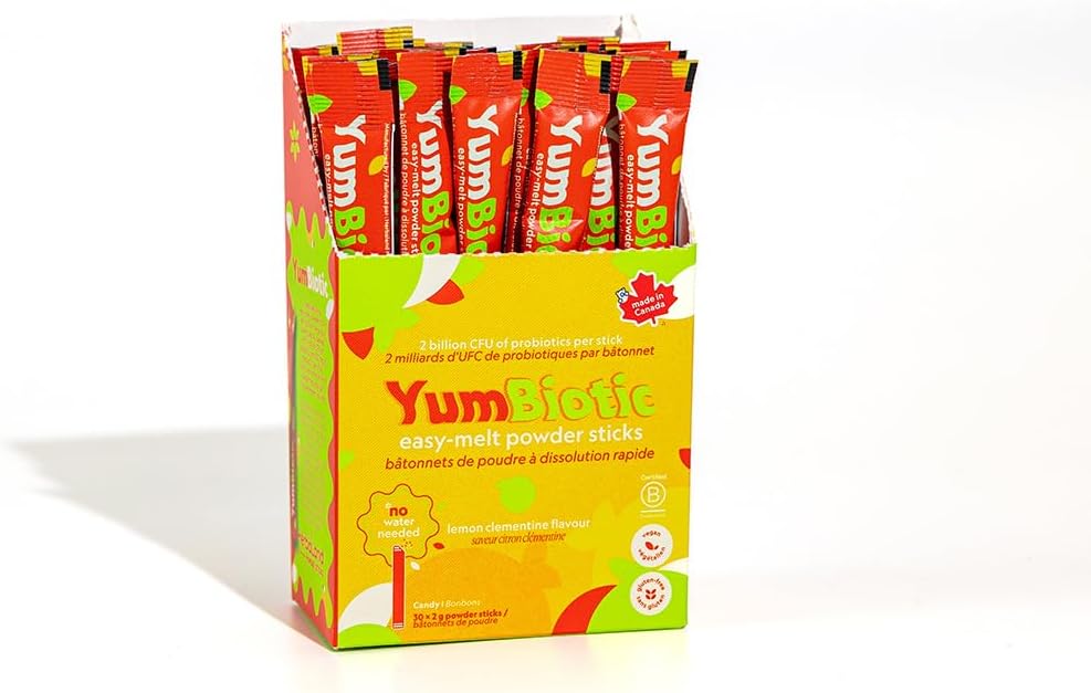 Herbaland YumBiotic Powder Stick - Vegan, 2 milliarder CFU probiotika & 520mg prebiotika per stick, Strawberry Shake, Lemon Clementine (1 x Lemon Clementine Yumbiotic Box, Lemon Clementine)