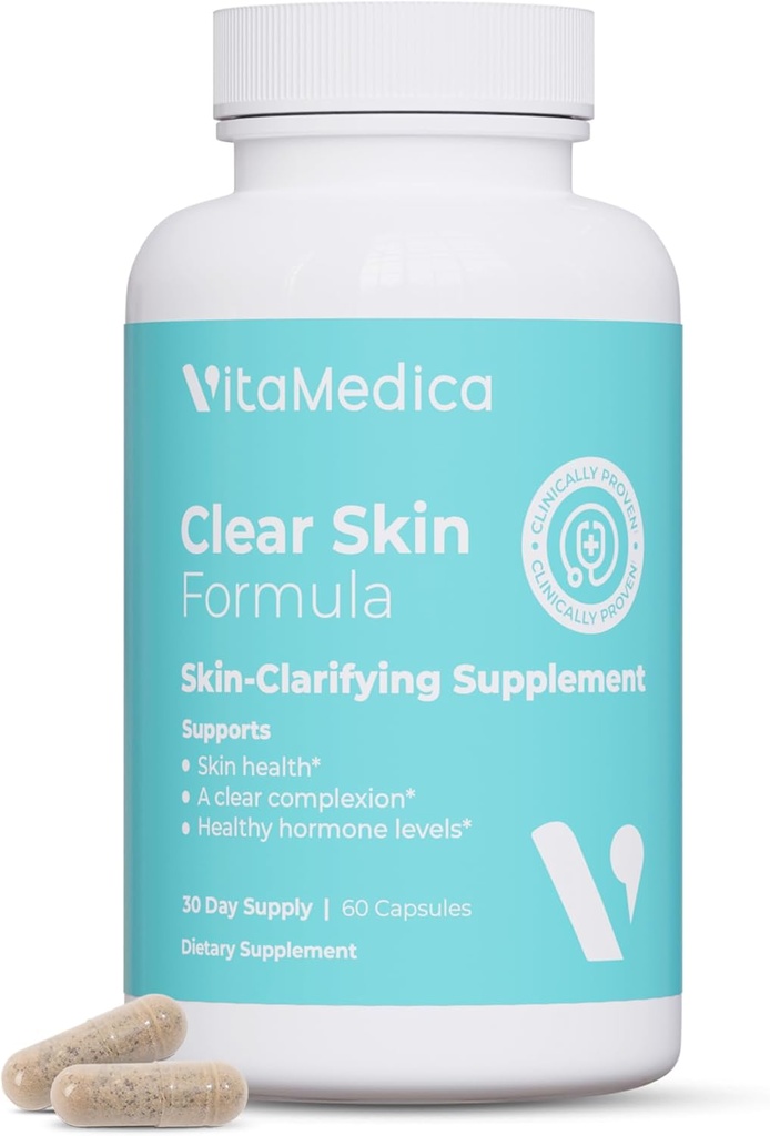 VitaMedica Clear Skin Vitamin Formelle 124; Noncystic Acne supplement til hud Clearing 124; Clear Complexion for kvinder og mænd