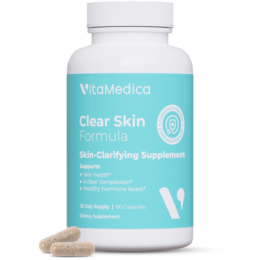 VitaMedica Clear Skin Vitamin Formelle 124; Noncystic Acne supplement til hud Clearing 124; Clear Complexion for kvinder og mænd