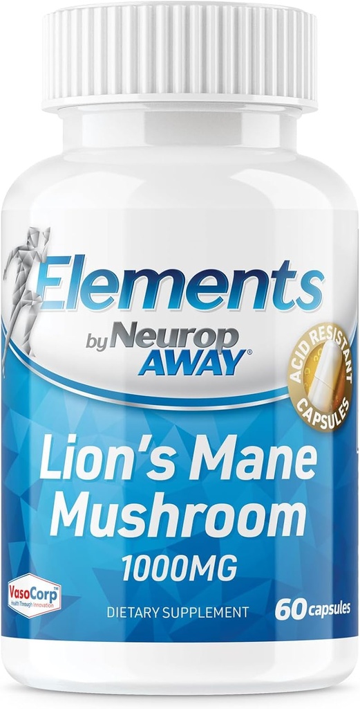Neuropawayelementer Organic Lions Mane Mushroom Extract Kapsler (60 Acid Resistent Kapsler Per flaske) Tredjeparts testet Lavet i en cGMP facilitet