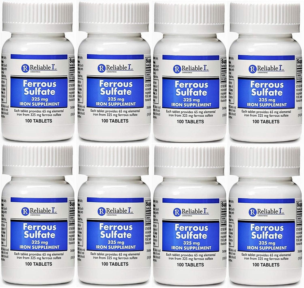 Ferrosulfat Jern 325 mg Generisk til Feosol 100 tabletter PAKNING á 8