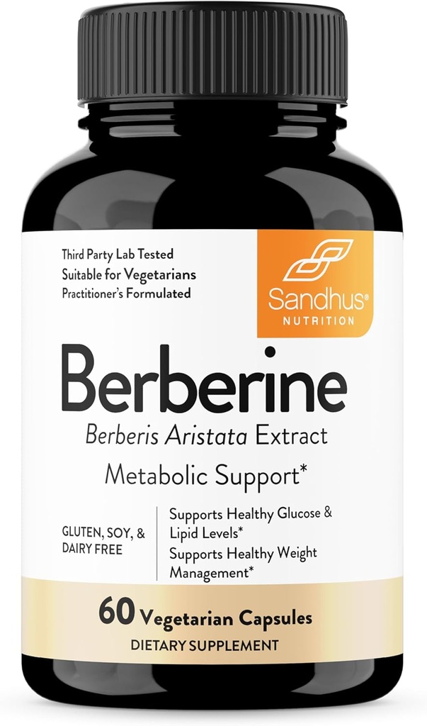Sandhu 's Berberine HCL Supplement 500mg pr. kapsel med 97% Pure Berberis Aristata Extract 124; 60 greve Budd124; Supports Weight Management & Sund Energy Levels