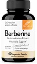 Sandhu 's Berberine HCL Supplement 500mg pr. kapsel med 97% Pure Berberis Aristata Extract 124; 60 greve Budd124; Supports Weight Management & Sund Energy Levels