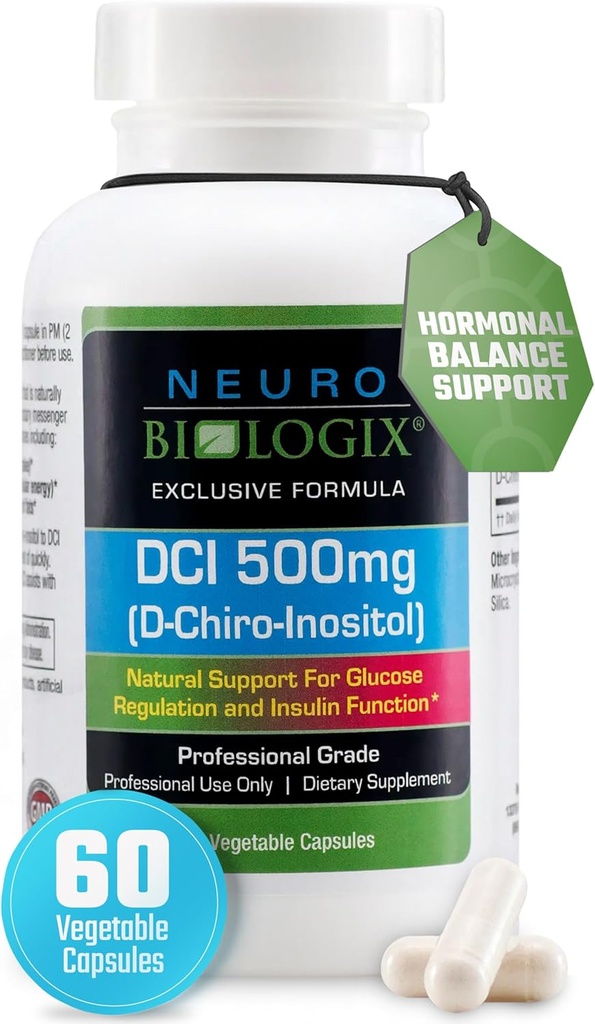Neuro biologix High- Potency D Chiro Inositol til mænd og kvinder 500mg - Omfattende D Chiro Inositol supplement til støtte Hormone Balance, Mood og energi - 60 Vegetabilske kapsler
