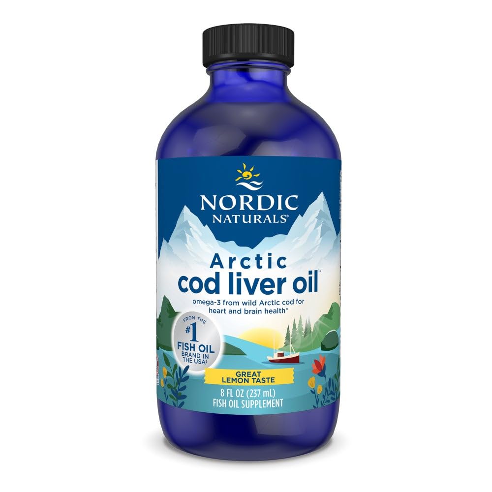 Nordic Naturals Arctic Cod Lever Oil, Lemon - 8 oz - 1060 mg Total Omega- 3 'ere med EPA & DHA - Heart & Brain Health, Sund Immunitet, Samlet Wellness - Non-GMO - 48 Serveringer