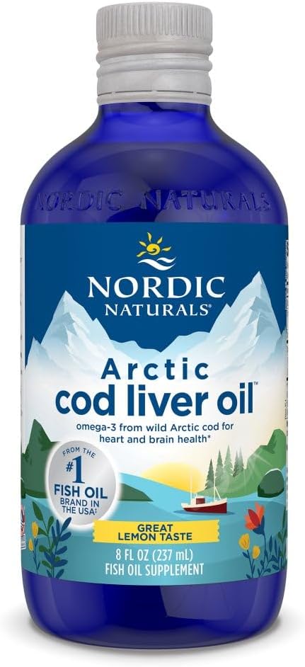 Nordic Naturals Arctic Cod Lever Oil, Lemon - 8 oz - 1060 mg Total Omega- 3 'ere med EPA & DHA - Heart & Brain Health, Sund Immunitet, Samlet Wellness - Non-GMO - 48 Serveringer