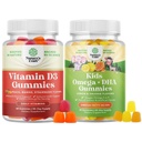 Bundle af vitamin D3 Gummies for daglig wellness med 2000IE per servering Knoglemuskel & immunstøtte og børn DHA Omega 3 Gummies - fede syrer Omega 3 6 9 for hjerne, immunstyrke & vision