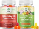Bundle af vitamin D3 Gummies for daglig wellness med 2000IE per servering Knoglemuskel & immunstøtte og børn DHA Omega 3 Gummies - fede syrer Omega 3 6 9 for hjerne, immunstyrke & vision