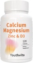Calcium Magnesium Zink Vitamin D3 kapsler, Support immunforsvar og knoglerelateret, 120 Tæl