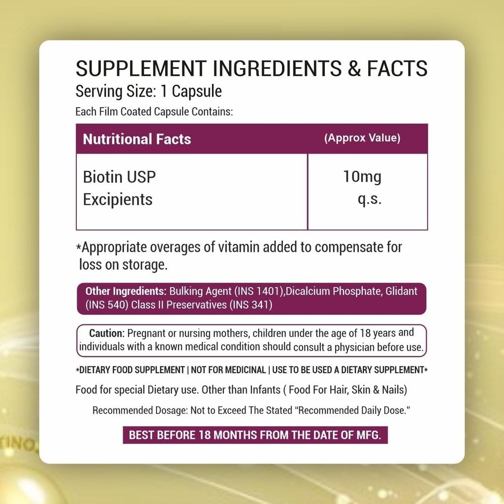 Plant baseret biotin supplement Capsule med DHT Blockers, Omega & Biotin, Understøtter Keratin Syntese Note 124; for stærkere hår, hud og negle - 90 Veg kapsler