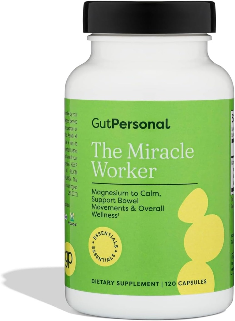 Mirakelarbejderen Magnesium Capsule Supplement: Reducer stress og forbedre søvnkvalitet og regelmæssighed samtidig med at muskelkramper, kapsler, 60 Servere, 120 ct
