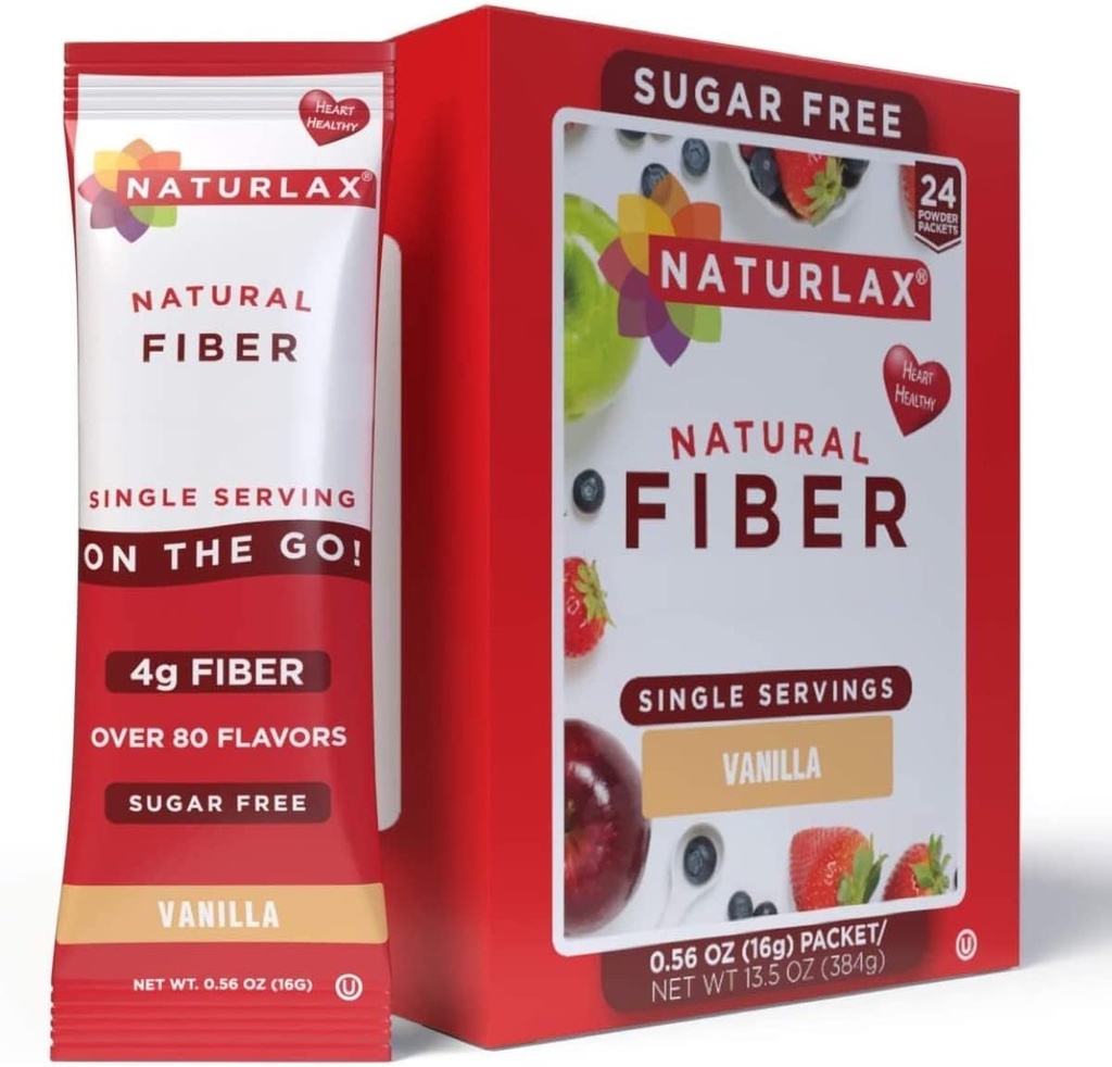 Sugar- Free Vanilla Flavored Psyllium Husk, 24 Fiber Pakninger