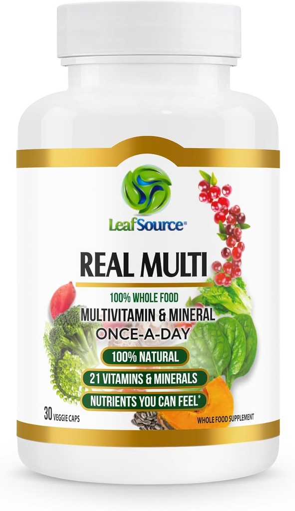 CURCE Real Multi, Multivitamin Hel Food Supplement - 21 Vitamin & Mineraler fremstillet af Real Food. Vegansk, Plantbaserede næringsstoffer fremstillet af Real Fruits Veggies & Whole Foods (30 vcap)