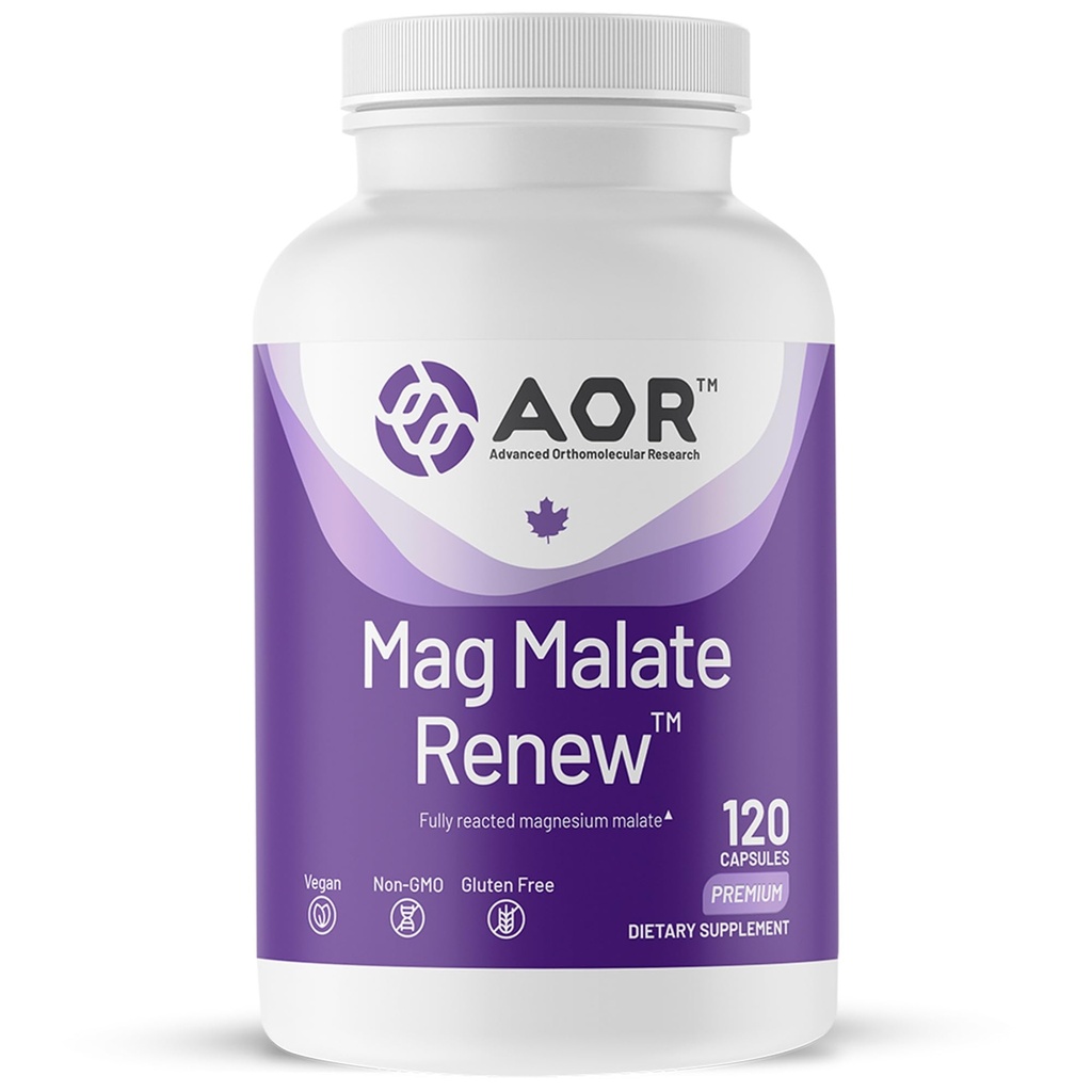 AOR, Mag Malate Renew, Understøtter en sund hjerte, muskelfunktion og energi, Magnesiumtillæg, 120 portioner (120 kapsler)