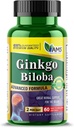 America Medic & Science Ginkgo Biloba 60mg (60 Softgels) - 124; Brain Booster supplement til mænd og kvinder - 124; Mind Enhancer med urteudtræk