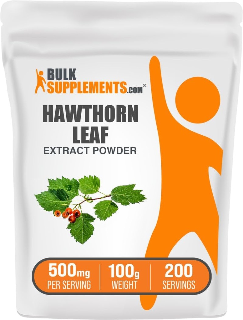 BulkSupplements.com Hawthorn Leaf Extract Powder - Hawthorn Leaf supplement - Urtetilskud, Vegan & Gluten Free, 500mg per servering, 100g (3,5 oz) (pakning med 1)
