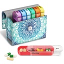 FINPAC Weekly Pill Arrangører 4 gange om dagen, Slide Open PU Leather Case Rejser Pill Vitamin Medicine Reminder og Planner med navn Card for Morning Medicine 124; Eftermiddag Medicine 124; Aften Medicine 124; Sengetid (Emerald Illusions)