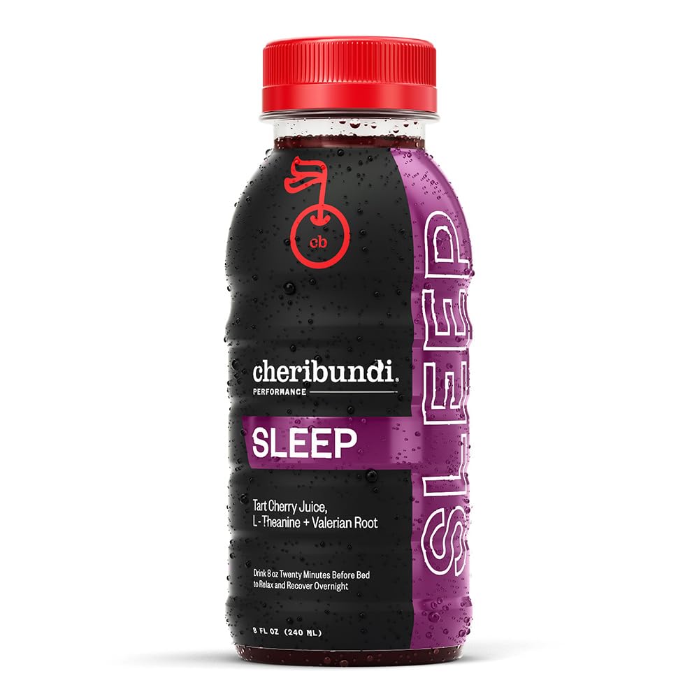 Cheribundi Tart Cherry Juice Sleep Mead124; Tart Cherry Juice med L- Theanine & Valerian Root Mead124; Atleter Recovery Drink 124; fremmer genoprettende søvn, Muscle Recovery & Boosts Performance Meading 124; 8 floz (24 Pack)
