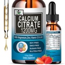 Calciumcitrat Supplement, 1200mg Calcium med vitamin D3 dråber til ben, tænder, kolon, cardiovaskulær sundhed, høj Absorption Væske Calcium Magnesium Citrat 400mg Plus Zink Vitamin K2, Vegan, 30 Servere