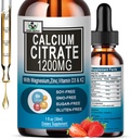 Calciumcitrat Supplement, 1200mg Calcium med vitamin D3 dråber til ben, tænder, kolon, cardiovaskulær sundhed, høj Absorption Væske Calcium Magnesium Citrat 400mg Plus Zink Vitamin K2, Vegan, 30 Servere