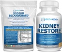 Kidney Restore Organic Sodium Bicarbonate Alkaline Supplement 1LB Cleanse 60 Caps Bundle – Supports Kidney Health, Neutralizes Stomach Acid, Alkaline Superfoods, Immune Support, Antacid & Vitamins f