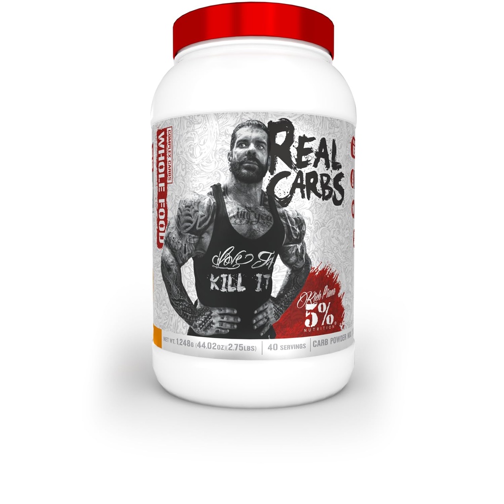 5% Nutrition Rich Piana Real Carbs med Real Food Complex Carb Powder, Long- risting Low Glycemic Energy for Pre- Workout / Post- Workout Recovery Meal, 2,75 lb, 40 Servere (Sweet Potato Pie)