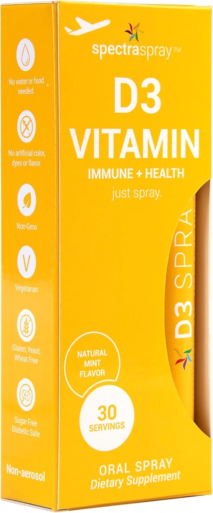 Vitamin D3 Spray Vitamin - Natural & Effektiv Oral Spray 5000IE D3, 30 dages forsyning