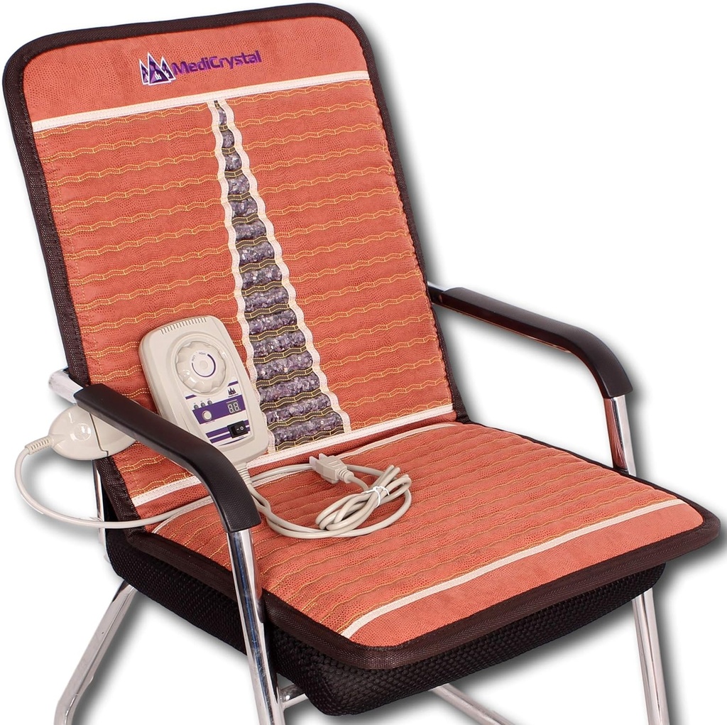 MediCrystal Far Infrarød Chair Mat - 40 "L x 20" W - Natural Amethyst - FIR Varme 86- 158 ° F (30- 70 ° C) - Negativ Ion - Original Mester- Hot Stone Pad