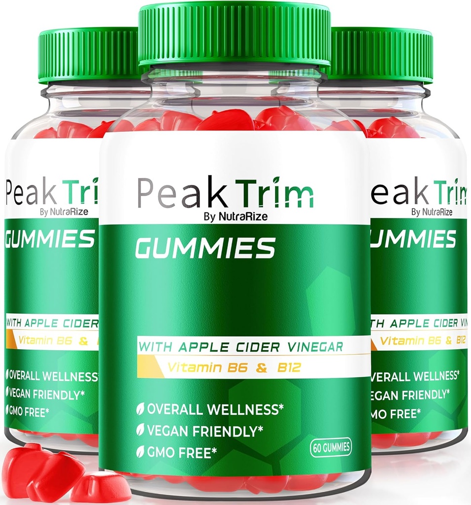 (3 Pack) Peak Trim Keto Gummies, Official PeakTrim Keto ACV Gummies, Alle naturlige Keto Gummies, Apple Cider Vinagar 1000MG, Maksimal styrke supplement til støtte Fitness Mål, Anmeldelser (180 Gummies)