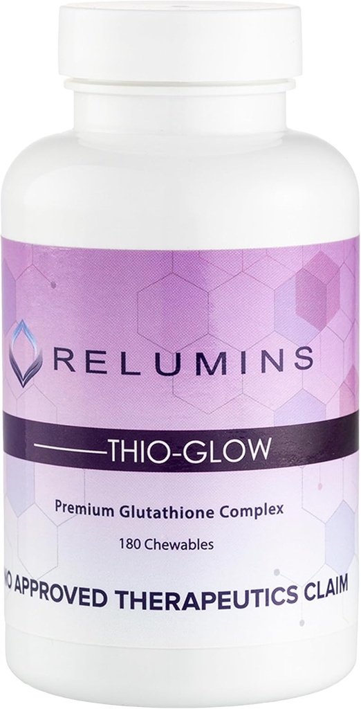 Relumins Labs Thio- Glow Chewable Sublingual Glutathione Complex med Biotin, VIT C & E, Plus Grapeed Polyphemols- 330mg Gluta Per Servering - Højeste biotilgængelighed - 4X mere effektiv end Liposomal