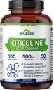 Zazzee Extra Strength Citicolin, 500 mg per servering, 100 Veganske kapsler, Superior CDP Cholin Form, 100% Vegetarisk og Farmaceutisk Grade, 50- Day Supply, All- Natural og Non- GMO
