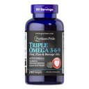 Puritans Pride Premium Triple Active Omega 3-6-9 Fisk, Hør, og Borage Olier, Kosttilskud til hjerte, fælles, og cellulær sundhed støtte, 240 Rapid Release Softels