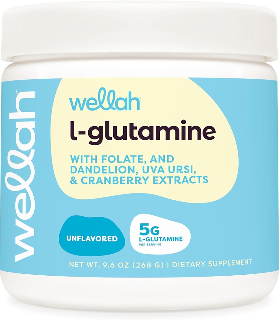 Wellah L- Glutamin Powder Unflavored (50 Servere) - 5g L- Glutamin Per Servering, sødet med Stevia